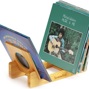 SpaceAid Estante de Madera Maciza para Discos de Vinilo de 1 Nivel para Amantes de la Música y Coleccionistas - Product Image 1