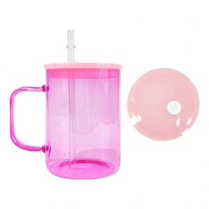 25 tasses colorées avec couvercles en PP sans BPA, transparentes comme du cristal, pour sublimation, 17 oz, en verre - Product Image 2