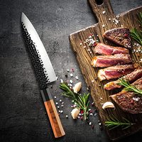 Ensemble de couteaux de Chef de cuisine professionnels japonais martelés-Gyuto Santoku Nakiri Petty High Corrosion Resistance Full Tan