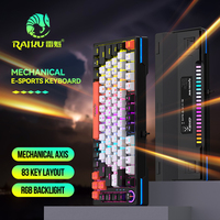 Teclado Mecánico para Juegos RAIKU GK83 de 83 Teclas, Interruptor Mecánico Real, Retroiluminación RGB, Soporte de Doble Etapa, Cable Desmontable para PC y Esports