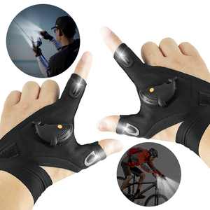 Gants lumineux LED personnalisés pour la pêche avec batterie au lithium, pour le travail nocturne en extérieur, le cyclisme et la pêche, gants demi-doigts éclairants - Product Image 1