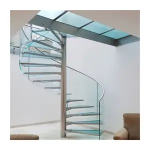 Ace Trap Moderne Geprefabriceerde Gelaagd Glas Ontwerp Spiraal Trappen Voor Outdoor Terrasplanken