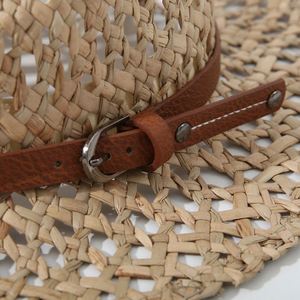 2025 Hand Woven <b>Straw</b> <b>Fedora</b> Hat Plum Grass Flat Brim Hollow Sun Hat Panama Hat - Product Image 3