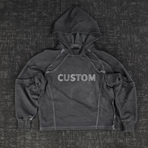 Sudaderas con Capucha y Pantalones Deportivos Personalizados para Hombre, de Algodón, Estilo Francés, Holgados, Negros, con Pedrería - Product Image 1