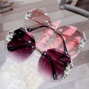 Custom Logo Newest Trending Custom Logo Luxury Rhinestone Shades <b>Sunglasses</b> UV400 Metal Rimless Diamond <b>Sunglasses</b> for Women - Product Image 1