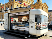 Chariot de boulangerie mobile pour friandises pour chiens avec four à biscuits bio, idéal pour les événements simples et conviviaux en marché de rue et en parc