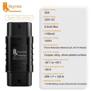 Adaptateur de prise de chargeur EV Feyree New GBT vers Type 2 7kW/22kW AC mural 1/3 phase, station de charge EV, marque chinoise - Product Image 2