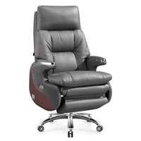 Chaise de bureau exécutive moderne de massage électrique haut de gamme, ergonomique, réglable, pivotante, en cuir véritable, professionnelle