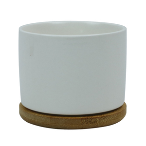Vente en gros de pot de fleurs en céramique de 3.15/3.55 pouces pot de fleurs par sublimation avec revêtement vierge et fleur en céramique avec <span class=keywords><strong>bambou</strong></span> - Product Image 1