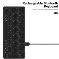 Slim Tablet portabel 11 inci 78 tombol, papan ketik nirkabel hitam putih dapat diisi ulang untuk Ipad untuk Samsung S8