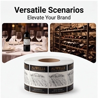 Étiquette de vin personnalisée en aluminium gaufré, imperméable, résistante à l'huile, autocollante, durable, pour promotion, emballage cadeau, boîte à bouteille