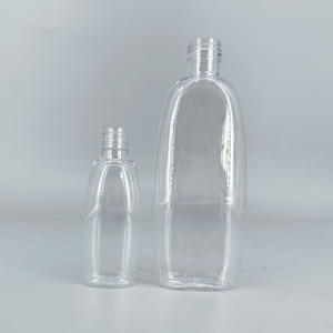 Bouteille en PET transparente de 60 ml, 100 ml, 200 ml, 400 ml, 750 ml pour huile capillaire, détergent liquide, gel douche, <span class=keywords><strong>shampoing</strong></span> avec bouchon à clapet bleu et jaune - Product Image 4