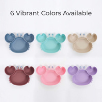 Assiettes pour bébé en forme de crabe, sans BPA, écologiques, respirantes, faciles à nettoyer, ensembles de vaisselle pour enfants, bol d'alimentation en silicone de qualité alimentaire