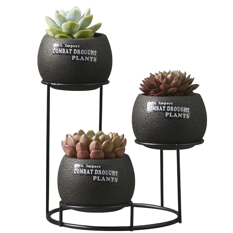 Supporti per piante in metallo Set di 3 moderne combinazioni di piccoli vasi da fiori con portafiori in ferro
