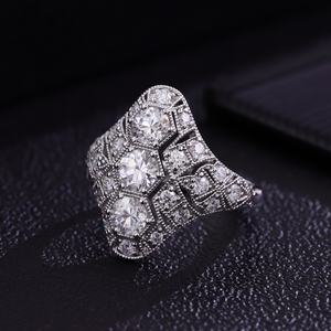 Bagues de mode en or blanc 18K 14K 10K avec diamants Moissanite DEF VVS, conception de bague personnalisée, fête pour homme, vente chaude, ensemble de bagues de mariage - Product Image 3
