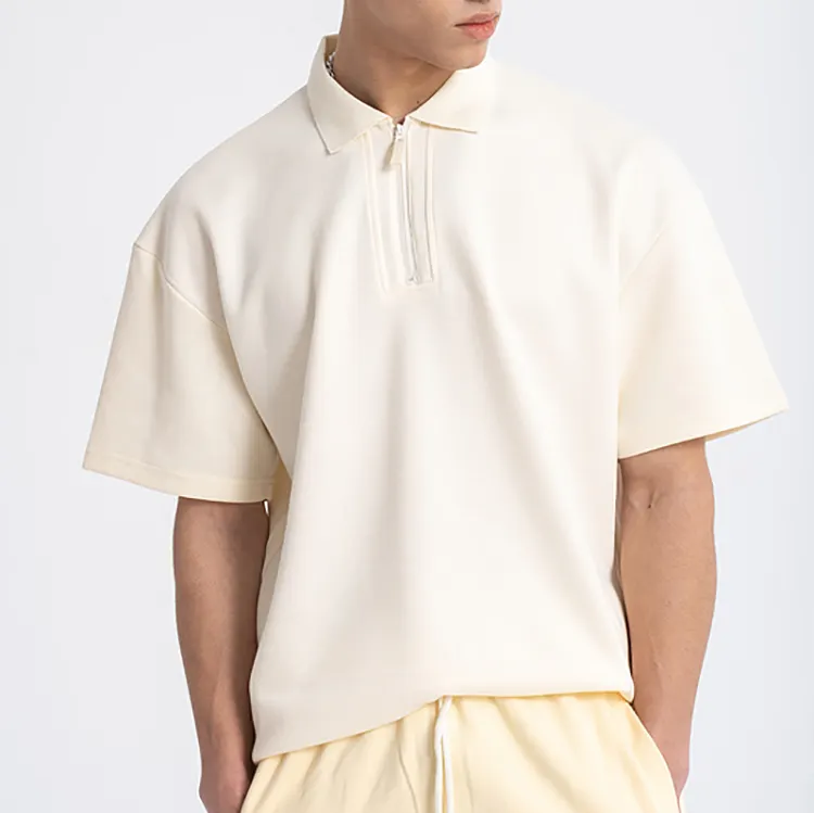 Polo informal de algodón para hombre, camisa de manga corta con cremallera y Logo propio, de alta calidad, para verano