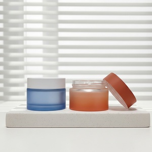 30g 50g Glass Cosmetic Jars Gradient Color Empty Cream Jar Frosted <b>Container</b> Gold Lids Custom Eye Face Skincare Packaging - Product Image 3
