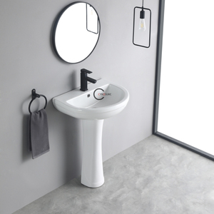Diseño geométrico tridimensional con lavabo de columna de estilo simple para espacios de baño modernos. - Product Image 5