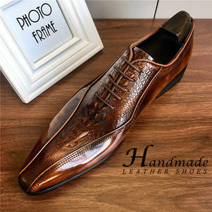 รองเท้าบร็อกส์แบบเปิดนิ้วเท้าสำหรับชุดสูทธุรกิจ ทำจากหนังวัวคุณภาพสูง ตกแต่งด้วยมุก - Product Image 1