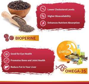 Capsule per Adulti OEM con Coenzima Q10, PQQ, Omega-3, BioPerine e L-Carnitina |   Integratore Erboristico per il Supporto del Cuore e del Sistema Immunitario con Assorbimento Superiore - Product Image 4