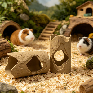 Abri tunnel pour hamster, cachette en bois pour petits animaux, abri pour cochon d'Inde, gerbil, souris, rat, accessoires de cage pour animaux de compagnie - Product Image 6