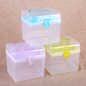 Transparent Plastic Storage <b>Box</b> With Lid And Compartments For Toys Jewelry Cosmetic <b>Small</b> Size Rectangle Handleable Three Colors - Product Image 1