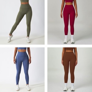 YISHENHON personalizzato Logo tinta unita Gym Fitness Yoga <span class=keywords><strong>Leggings</strong></span> per donne vendita calda di alta qualità ad asciugatura rapida donna Sport <span class=keywords><strong>Leggings</strong></span> - Product Image 4