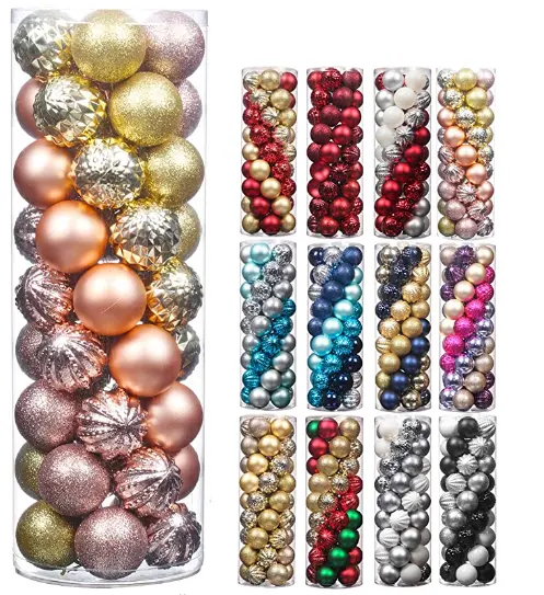 45Pcs 6cm Christmas Balls Glitter Christmas Tree Ornaments Hanging Christmas Home Decorations for Home House Bar Party