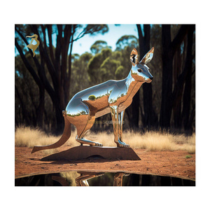 Statues de sculpture de jardin <span class=keywords><strong>kangourou</strong></span> poli miroir grandeur nature à vendre - Product Image 1