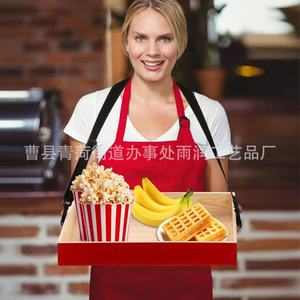 Bandeja de palomitas de maíz de madera roja portátil con correa elástica para servicio de aperitivos en el cine - Product Image 4
