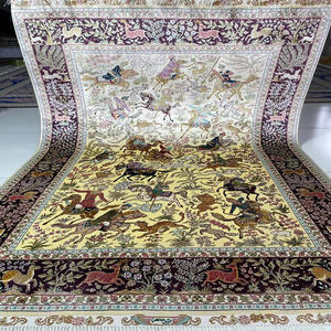 Tapiz Persa de Seda de 4'x6' con Diseño de Guerrero Arquero para Caza, Hecho a Mano con Nudos a Mano - Product Image 1