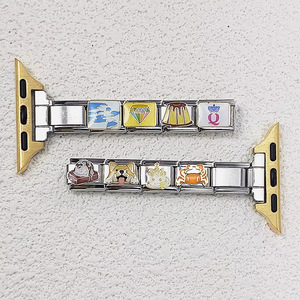 Bracelet modulaire en acier inoxydable plaqué pour montre, avec design quadrilatère, chargement magnétique, accessoires d'assemblage DIY - Product Image 2