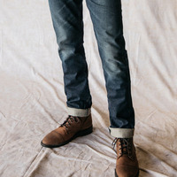 Jeans personnalisés fabricant le stylo Slim 14oz lisière jambe large Selved tissu brut Denim Jeans
