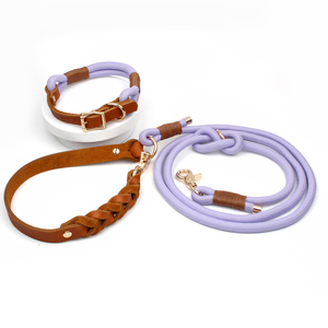 Conjunto de <span class=keywords><strong>collar</strong></span> y correa de cuero para perro, conjunto de <span class=keywords><strong>collar</strong></span> de entrenamiento moderno ajustable de Color plomo personalizado trenzado a mano duradero de lujo para mascotas - Product Image 1