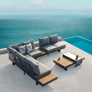 Meubles anticorrosifs de coin de jardin d'alliage d'<span class=keywords><strong>aluminium</strong></span> de teck de sofa <span class=keywords><strong>extérieur</strong></span> d'hôtel - Product Image 5