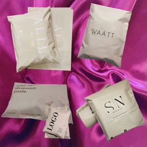Nude Custom Logo 100% Biodegradable Compostable Brown Poly Self-adhesive <b>Waterproof</b> Mailing Mailer Bags for Shoes Fur <b>Socks</b> - Product Image 2