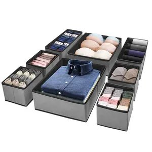 Set of 8 Home Closet Fabric Collapsible Clothes Bras Socks Toys Organizer Storage Box For Underwear