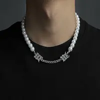 Modyle — collier de perles Style coréen pour hommes, en acier inoxydable, avec chaîne cubaine, accessoires, à la mode, 2021