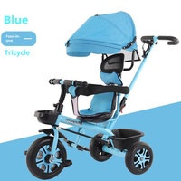 Tricycle 4-en-1 pour enfants de 1 à 5 ans, siège large et sécurisé, poussette bébé à pédales, chariot de poussée 10LBS, trottinette d'extérieur pliable pour bébé