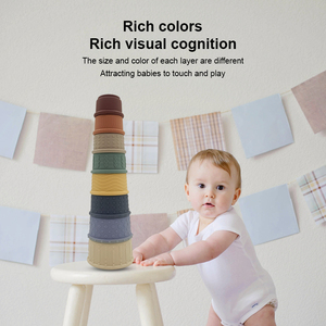 Bloques de construcción de clasificación educativa temprana suave para niños sin BPA, juguetes apiladores Montessori para bebés, tazas apilables de silicona para aprendizaje sensorial - Product Image 2