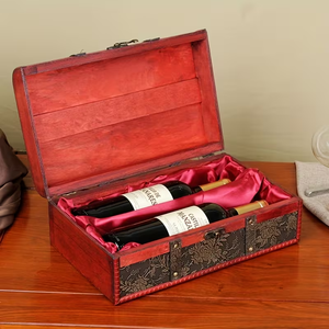 Boîte de rangement à <span class=keywords><strong>whisky</strong></span> à double compartiment, style vintage, élégante, en bois rouge vin - Product Image 2