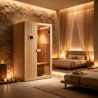 Sauna infrarouge en bois très populaire pour la maison, 1000x1000x2000mm, avec verre trempé, pour spa domestique