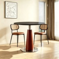 Table basse simple en bois massif rétro, petite table ronde pour balcon, table à manger, table de réception et de négociation avec chaises