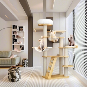 Arbre à <span class=keywords><strong>chat</strong></span> d'extérieur de grande taille de haute qualité en bois naturel, tour d'escalade pour <span class=keywords><strong>chat</strong></span>, centre d'activités robuste, adapté à tous les chats - Product Image 1