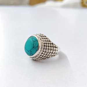 Anillo de Turquesa, Anillo de Plata de Ley 925 con Piedra Preciosa, Colección Hecha a Mano, Anillos Finos de Plata, Joyería de Plata, Precio al por Mayor - Product Image 2