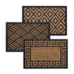 Felpudo Sahara Traditional Rectangular Door <b>Mat</b> Brown Geometric Design <b>Outdoor</b> Use Non-Slip Coir Flat Weave Medium Thickness - Product Image 1