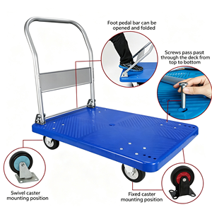 OEM Custom Logo Wholesale Bulk Factory Direct Private Label Folding Hand Cart With Wheels 250 Lb Heavy Duty Folding Cart - Product Image 1