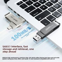 Nouvelle clé USB en métal Type-C compatible Android 256 Go haute capacité double usage pour téléphones et ordinateurs, logo personnalisable, garantie 1 an