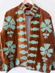 Designer Velvet Suzani Embroidered <b>Evening</b> <b>Jacket</b> <b>Women</b> Vintage Chic Party Coat Loose Fit Custom Sizing Low MOQ - Product Image 6