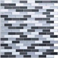 Kualitas Tinggi Murano Metallik Hitam Abu-abu dan Putih Lem Dekoratif Dinding Mosaik Ubin Backsplash Dapur Kertas Dinding
